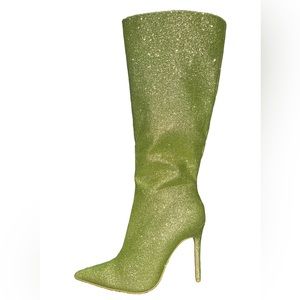 Green Glitter Stiletto Cowboy Boots
